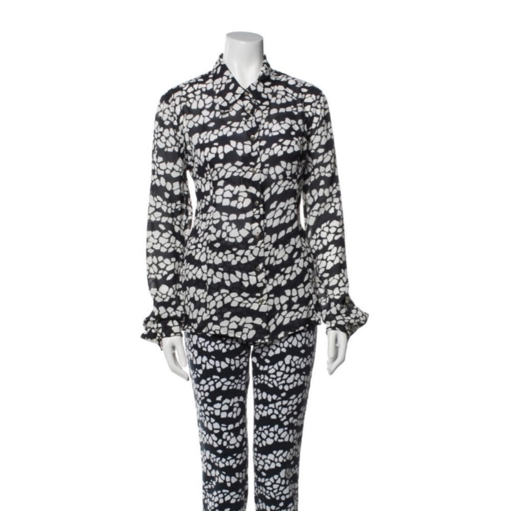 VERSACE 2piece jeans and blouse set. Size M